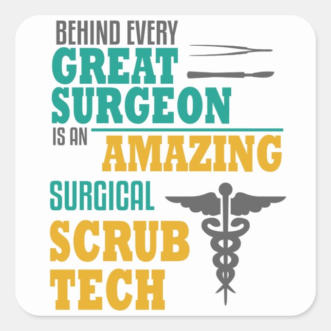 Pegatina Cuadrada Sorprendente Cirujano Funny Tech Scrub (Anverso)