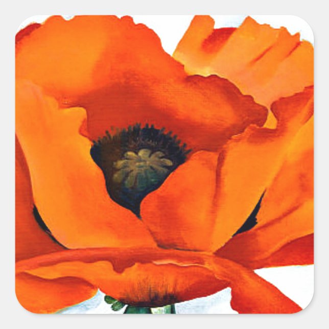 Pegatina Cuadrada Sorprendente Georgia O'Keefe Red Poppy Flower (Anverso)