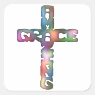 Pegatina Cuadrada Sorprendente Grace Cross