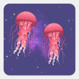 Pegatina Cuadrada Sorprendente medusa en el espacio