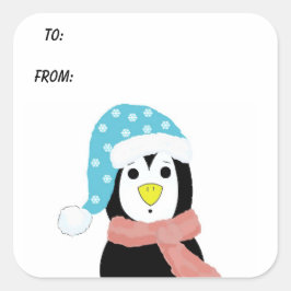 Pegatina Cuadrada Sorprendido pingüino