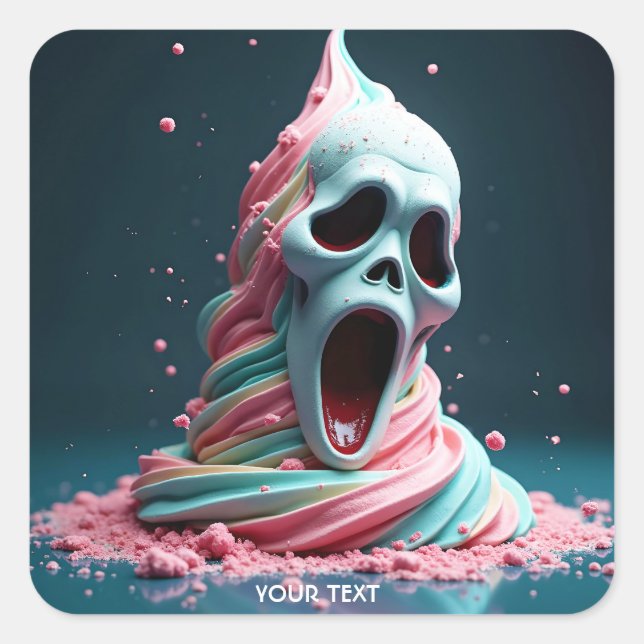 Pegatina Cuadrada Sorpresa de hielo con crema suave (Anverso)