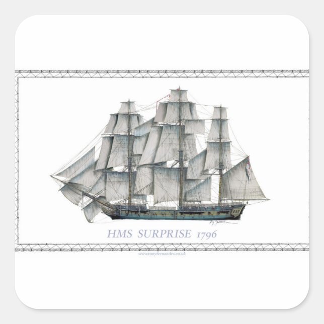 Pegatina Cuadrada Sorpresa HMS 1796 (Anverso)