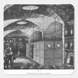 Pegatina Cuadrada Sótano del banco de Francia en París, 1897