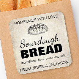 Pegatina Cuadrada Sourdough Homemade Items Label SD01_01sqb