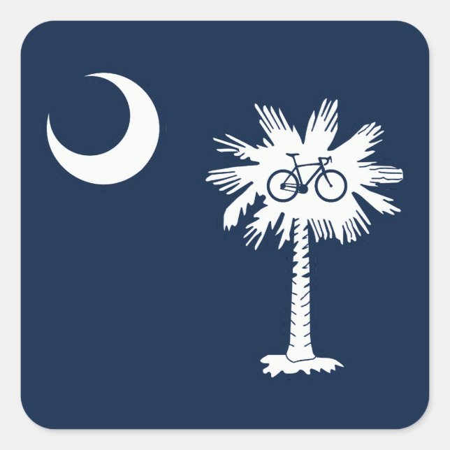 Pegatina Cuadrada South Carolina Flag Palm Tree Bike (Anverso)