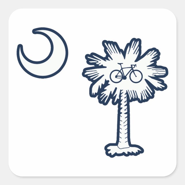 Pegatina Cuadrada South Carolina Flag Palm Tree Bike (Anverso)