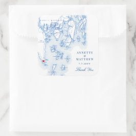 Pegatina Cuadrada Southport Boothbay Harbour Maine Wedding Favor