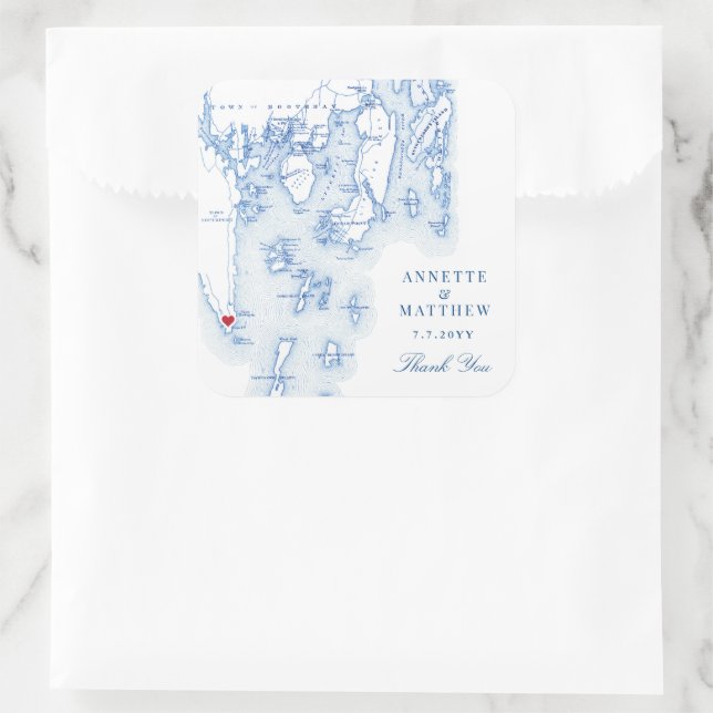 Pegatina Cuadrada Southport Boothbay Harbour Maine Wedding Favor (Bolso)
