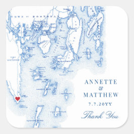Pegatina Cuadrada Southport Boothbay Harbour Maine Wedding Favor