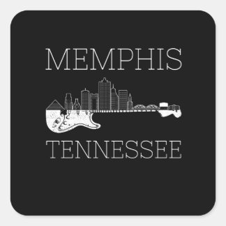 Pegatina Cuadrada Souvenir Memphis Guitar Music Tennessee Memphis