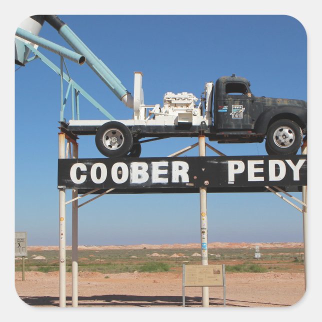 Pegatina Cuadrada Souvenir personalizado de Coober Pedy (Anverso)