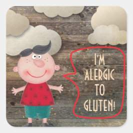 PEGATINA CUADRADA SOY ALÉRGICO GLUTEN DAIRY SUEET RUSTIC BOY CLOWDS