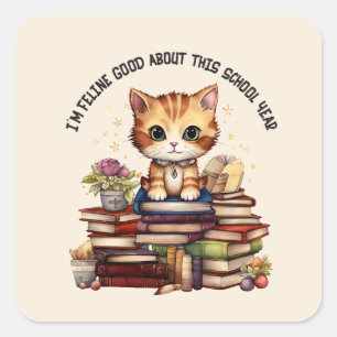 Pegatina Cuadrada Soy bastante bueno con este año escolar