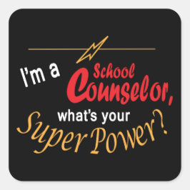 Pegatina Cuadrada Soy consejero escolar, ¿cuál es tu superpoder?
