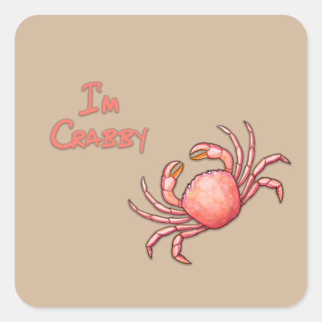 Pegatina Cuadrada Soy Crabby (Anverso)