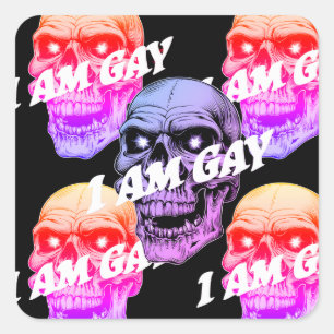 Pegatina Cuadrada Soy el cráneo gay