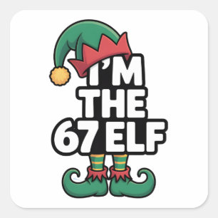 Pegatina Cuadrada Soy El Elfo 67 Seis Siete Elfo Meme Navidad 