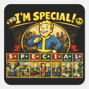 Pegatina Cuadrada Soy Especial   Stats Mousepad Inspirado en Fallout