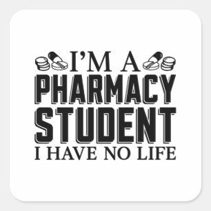 Pegatina Cuadrada Soy Farmacéutico Estudiante de Tecnología Farmacéu