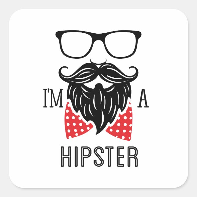 Pegatina Cuadrada Soy Hipster (Anverso)