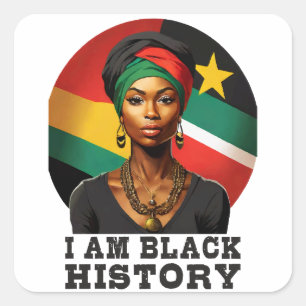 Pegatina Cuadrada Soy historia negra