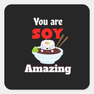 Pegatina Cuadrada Soy increíble Kawaii Sushi