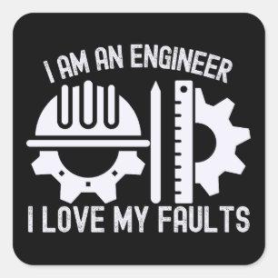 Pegatina Cuadrada Soy ingeniero y amo mis defectos