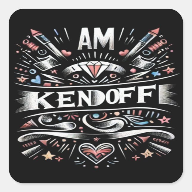 Pegatina Cuadrada Soy Kenoff, (Anverso)