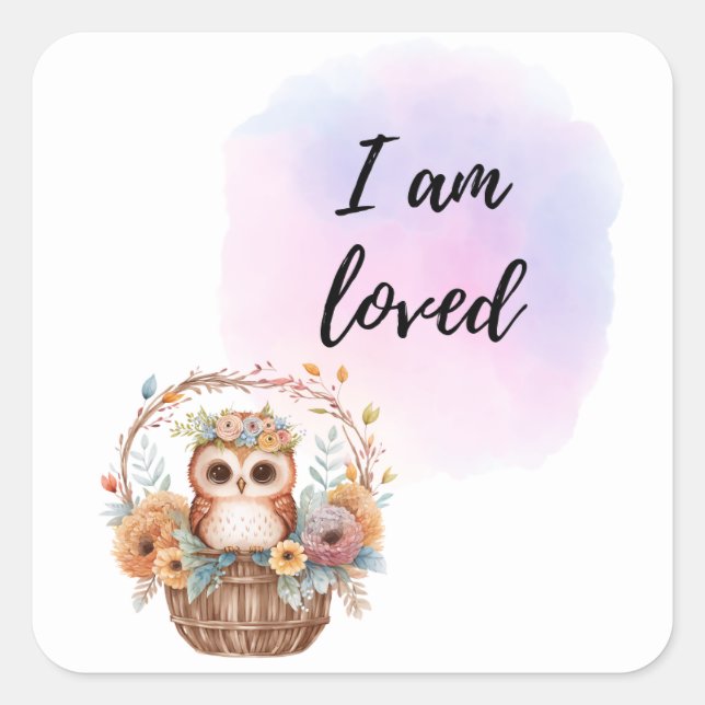 Pegatina Cuadrada Soy Niños Amados Habitación Bebé Aire Globo Positi (Anverso)