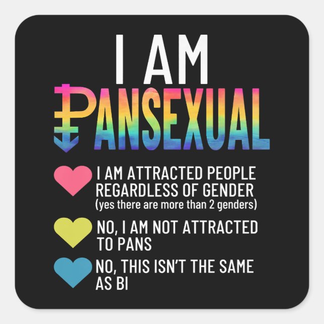 Pegatina Cuadrada Soy pansexual - Cardillas arcoiris del orgullo LGB (Anverso)