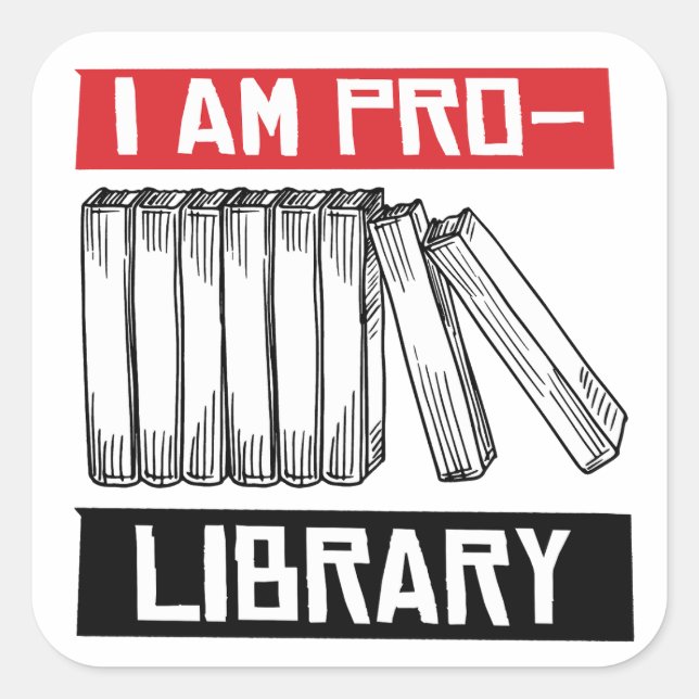 Pegatina Cuadrada Soy pro biblioteca (Anverso)