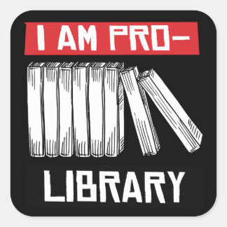 Pegatina Cuadrada Soy pro biblioteca