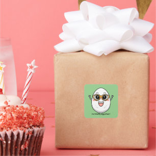 Pegatina Cuadrada Soy totalmente alegre de huevos con gafas de huevo