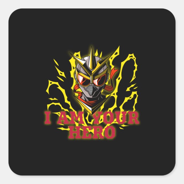 PEGATINA CUADRADA SOY TU HERO (Anverso)