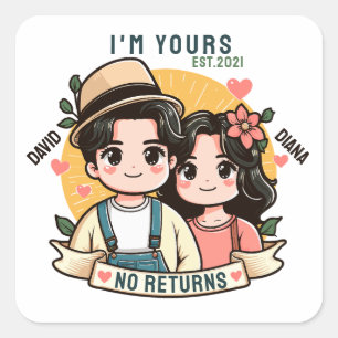Pegatina Cuadrada Soy tu regalo de El día de San Valentín de pareja