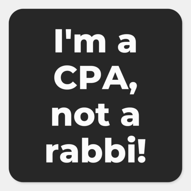 Pegatina Cuadrada Soy un CPA, no un rabino (Anverso)