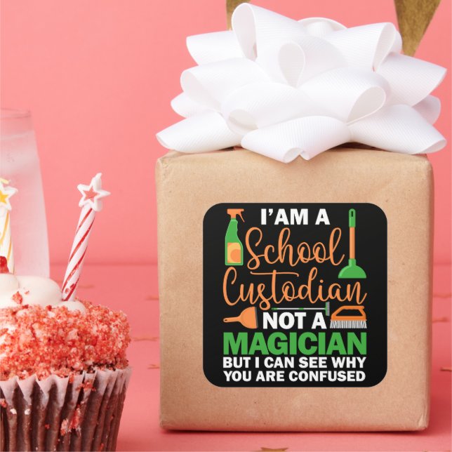 Pegatina Cuadrada Soy un guardián escolar, no un cuidador mago (Fiesta)