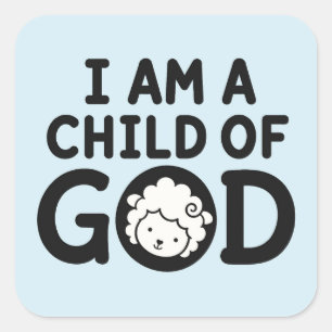 Pegatina Cuadrada SOY UN HIJO DE DIOS Regalo Cristiano para Baby S