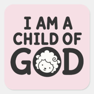 Pegatina Cuadrada SOY UN HIJO DE DIOS Regalo Cristiano para Baby S