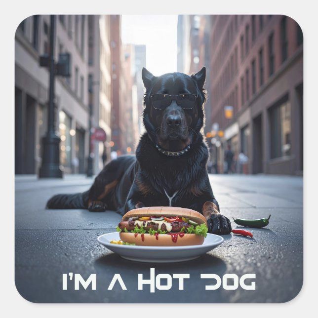 PEGATINA CUADRADA SOY UN HOT DOG - CHILI DOG - (Anverso)