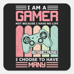 Pegatina Cuadrada Soy Un Jugador Videojuego