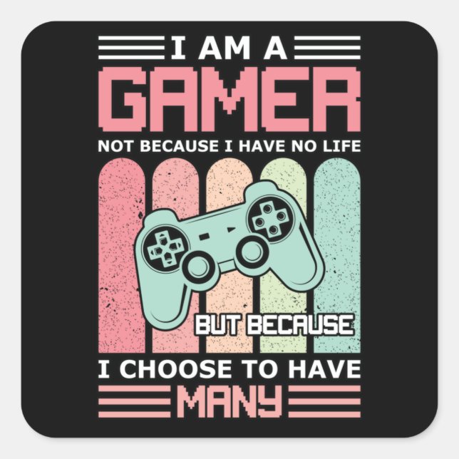 Pegatina Cuadrada Soy Un Jugador | Videojuego (Anverso)