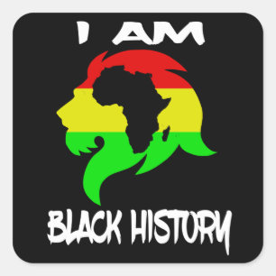 Pegatina Cuadrada Soy un león afroamericano en el mes de la historia