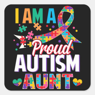 Pegatina Cuadrada Soy un orgulloso autismo con el autismo y el rompe