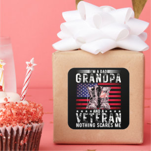Pegatina Cuadrada Soy un padre abuelo veterano jubilado de padre gra