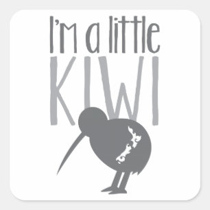 Pegatina Cuadrada Soy un pequeño kiwi con el pájaro lindo de Nueva