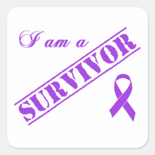 Pegatina Cuadrada Soy un superviviente - Crohns y cinta de la