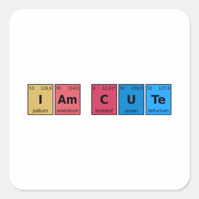 Pegatina Cuadrada Soy una tabla periódica corta (Anverso)