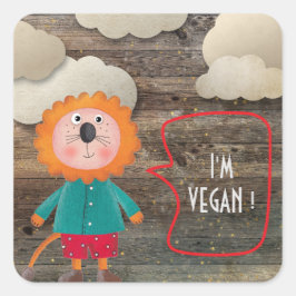 PEGATINA CUADRADA SOY VEGAN VEGETARIANOS DE LONES RÚSTICOS DULCES